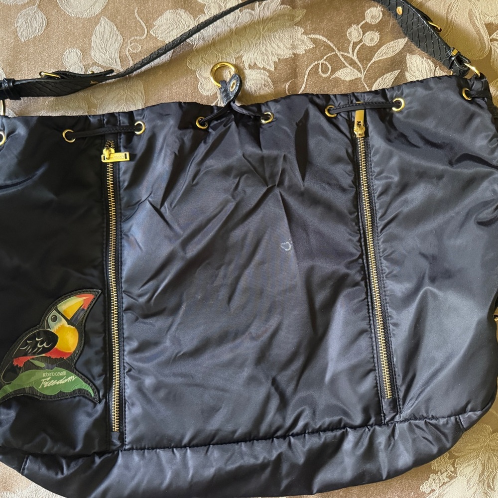 Roberto Cavalli Freedom nylon Bag with Toucan Patch